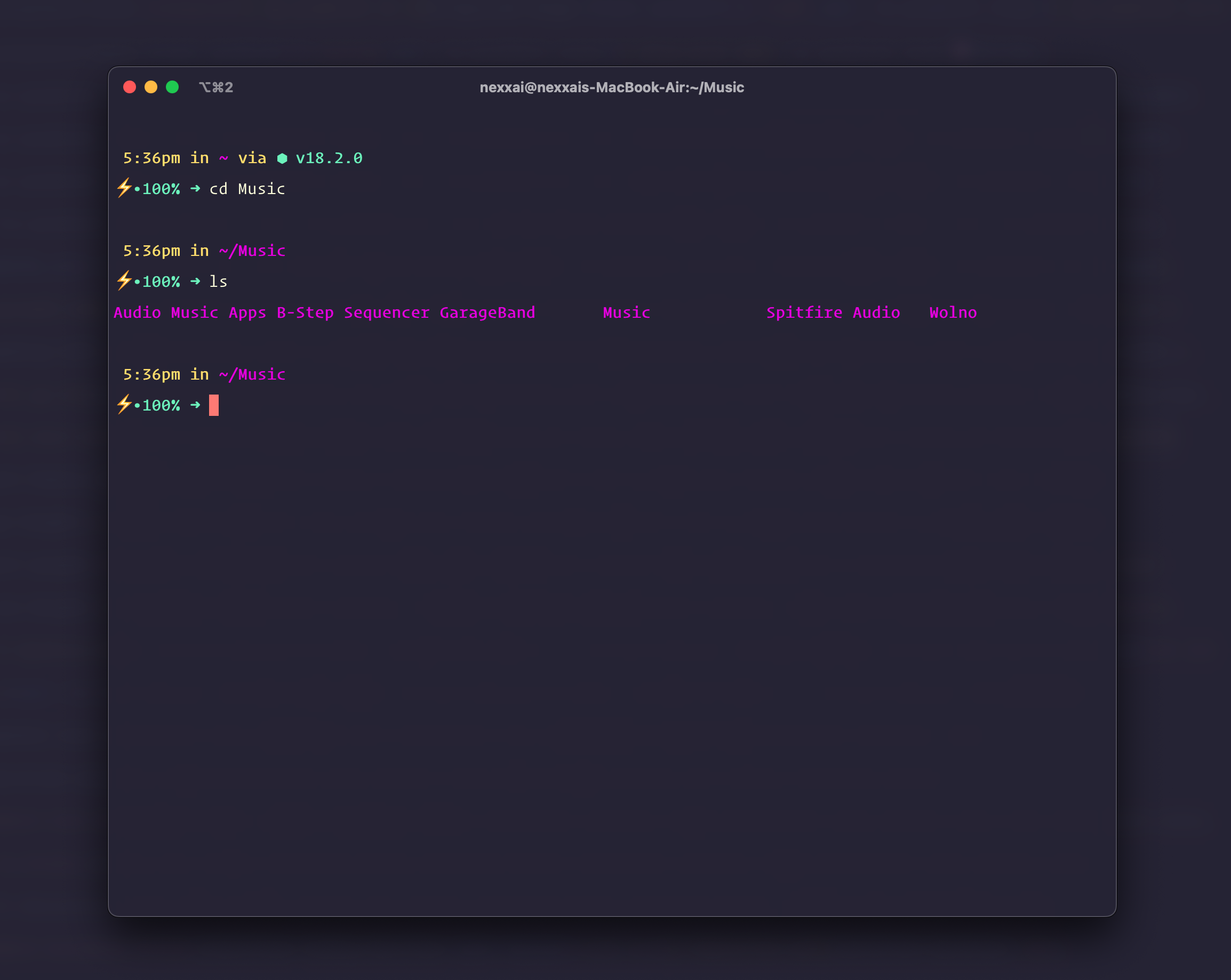 Material Synthwave iTerm2 screenshot