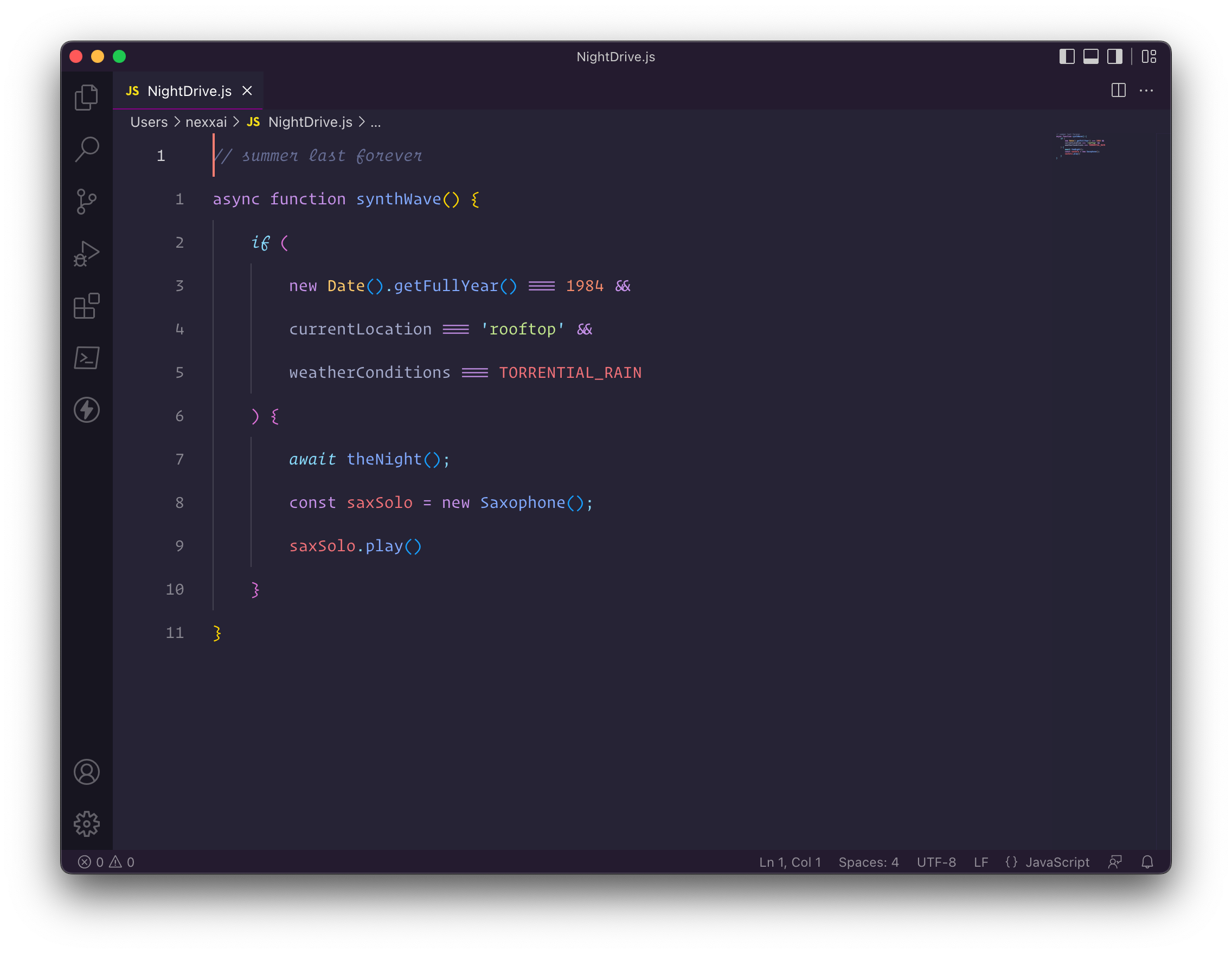 Material Synthwave VS Code screenshot